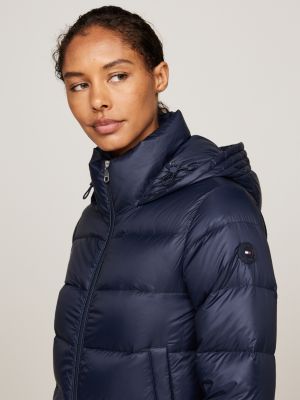 blauw waterafstotend donsjack voor dames - tommy hilfiger