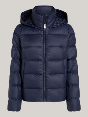 blauw waterafstotend donsjack voor dames - tommy hilfiger