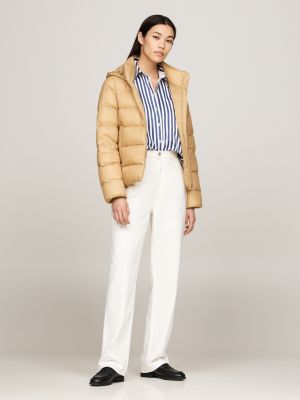 khaki waterafstotend donsjack voor dames - tommy hilfiger
