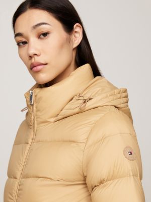 khaki water repellent down jacket for women tommy hilfiger