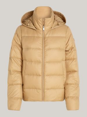 khaki water repellent down jacket for women tommy hilfiger