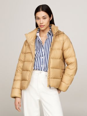 veste en duvet déperlante khaki pour femmes tommy hilfiger