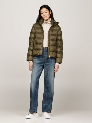 khaki water repellent down jacket for women tommy hilfiger