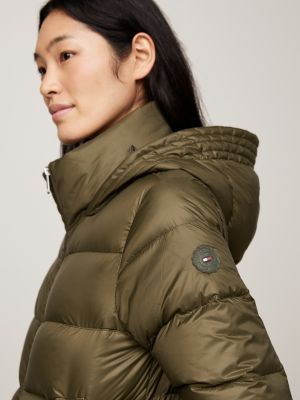 khaki water repellent down jacket for women tommy hilfiger