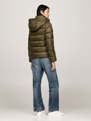 khaki water repellent down jacket for women tommy hilfiger