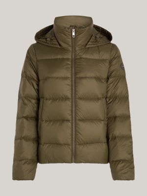 khaki water repellent down jacket for women tommy hilfiger