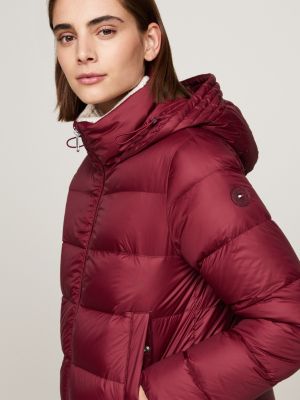 purple water repellent down jacket for women tommy hilfiger