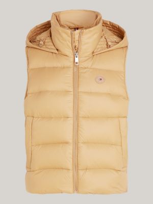 khaki water repellent down vest for women tommy hilfiger