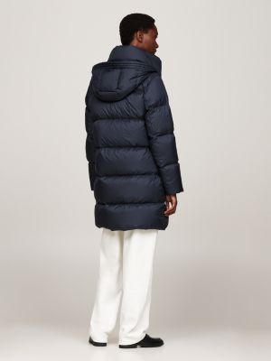 blue water repellent down coat for women tommy hilfiger