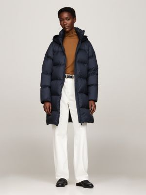 Down Relaxed Funnel Neck Coat Blue Tommy Hilfiger