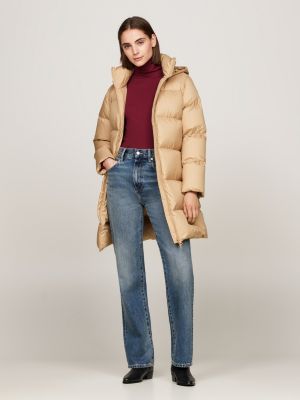 manteau en duvet déperlant kaki pour femmes tommy hilfiger