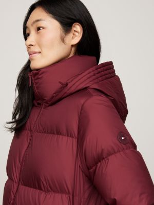 red water repellent down coat for women tommy hilfiger