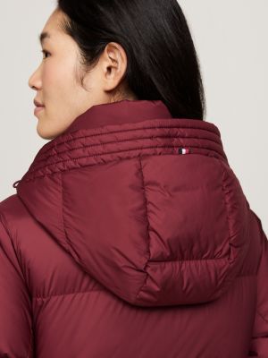 red water repellent down coat for women tommy hilfiger