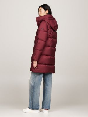 red water repellent down coat for women tommy hilfiger