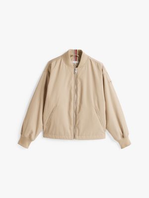 beige water repellent padded bomber jacket for women tommy hilfiger