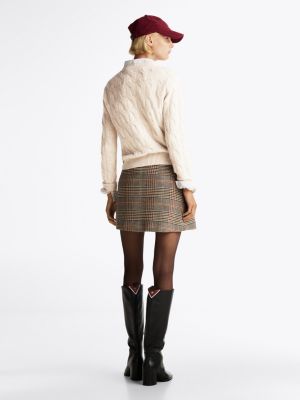 beige pure wool cable knit jumper for women tommy hilfiger