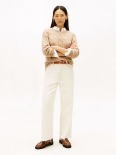 Pure Wool Chain Cable Knit Jumper — Beige 3