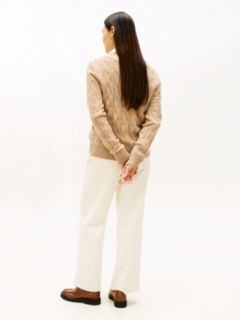 Pure Wool Chain Cable Knit Jumper — Beige 4