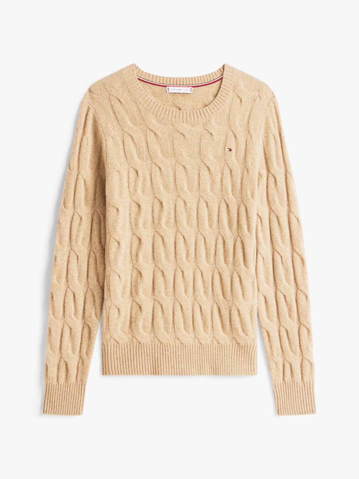 Pure Wool Chain Cable Knit Jumper — Beige