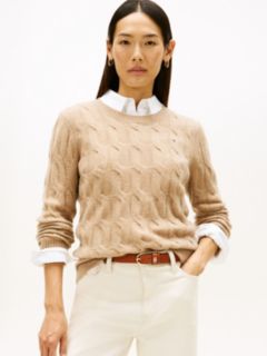 Pure Wool Chain Cable Knit Jumper — Beige 1