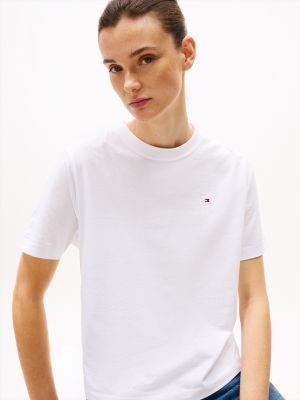 white flag crew neck relaxed t-shirt for women tommy hilfiger