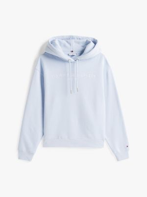 white logo embroidery drawstring hoody for women tommy hilfiger