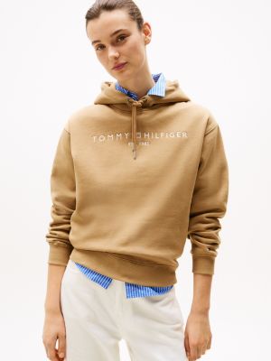 pull à capuche et cordon de serrage brown pour femmes tommy hilfiger