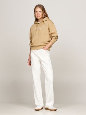 sweat à capuche à cordon de serrage kaki pour femmes tommy hilfiger