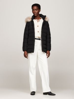 Faux Fur Hooded Down Jacket Black Tommy Hilfiger