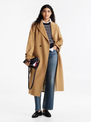 Manteau croise en laine majoritaire Kaki Tommy Hilfiger