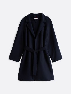 cappotto double face con cintura e logo blu da donne tommy hilfiger