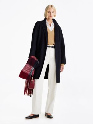 cappotto double face con cintura e logo blue da donne tommy hilfiger