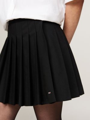 black wool blend pleated mini skirt for women tommy hilfiger