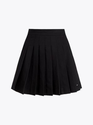 black wool blend pleated mini skirt for women tommy hilfiger