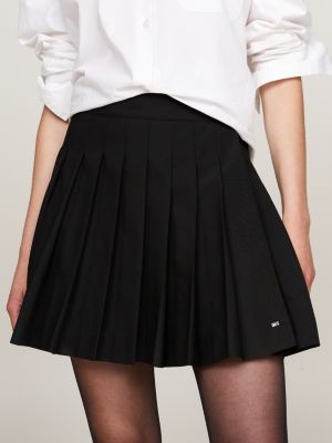 black wool blend pleated mini skirt for women tommy hilfiger