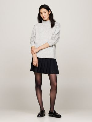 blue wool blend pleated mini skirt for women tommy hilfiger