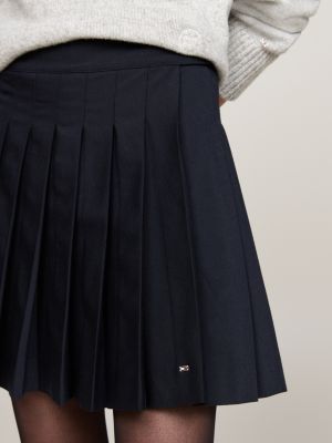 blue wool blend pleated mini skirt for women tommy hilfiger