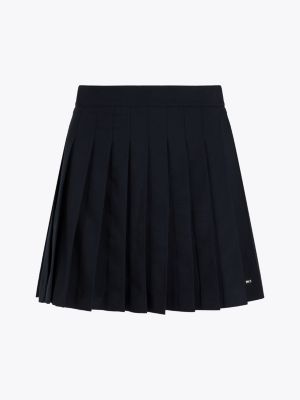 blue wool blend pleated mini skirt for women tommy hilfiger