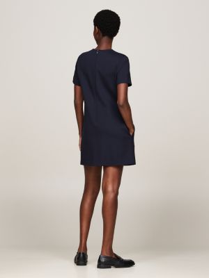 blauw mini-shiftjurk met knopen op de schouder voor dames - tommy hilfiger