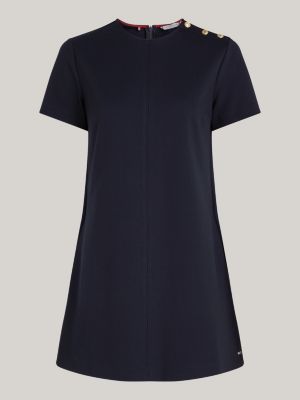 blue shoulder button mini shift dress for women tommy hilfiger