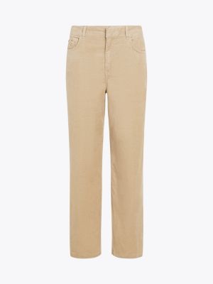 pantalón de pana amplio con pernera recta beige de mujeres tommy hilfiger