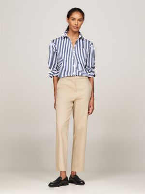 pantalón tobillero de corte slim beige de mujeres tommy hilfiger