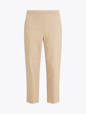 pantalón tobillero de corte slim beige de mujeres tommy hilfiger