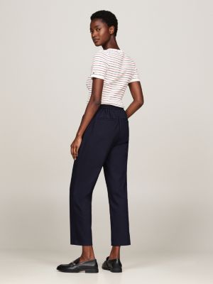 pantalón tobillero de corte slim azul de mujeres tommy hilfiger