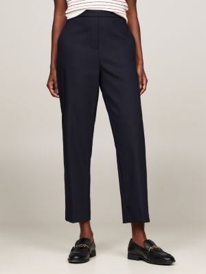 blue slim straight leg ankle trousers for women tommy hilfiger