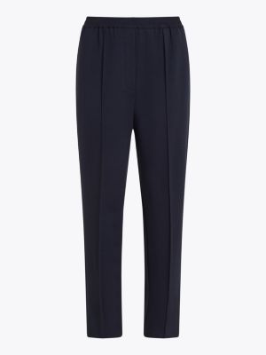 blue metal flag tapered trousers for women tommy hilfiger