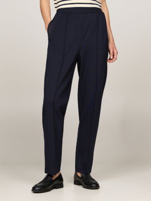 blue metal flag tapered trousers for women tommy hilfiger