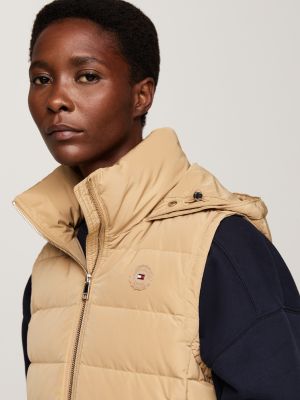 Doudoune sans manches deperlante a capuche Beige Tommy Hilfiger