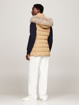 Water Repellent Down Hooded Vest Beige Tommy Hilfiger