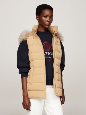 Down Hooded Alaska Puffer Vest Beige Tommy Hilfiger